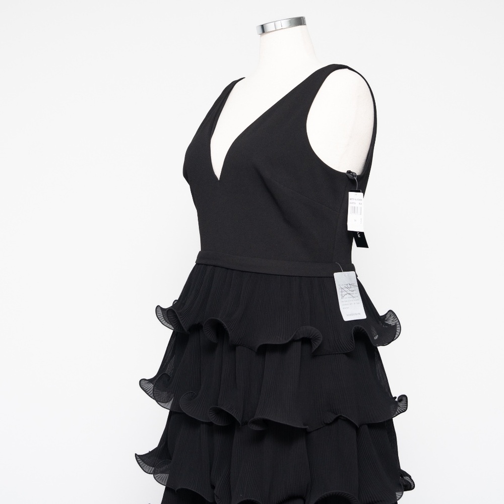 Betsy and Adam Women's V Neck Tiered Long Gown - Picture 12 of 13